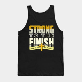 Strong to the Finish Bible Verse Christian Cross Tank Top